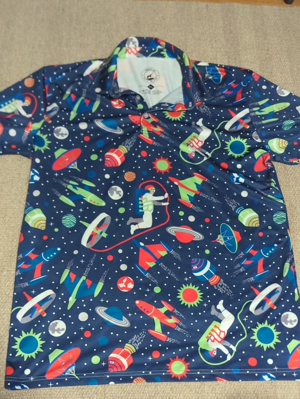 Proud 90 Golf Is Fun Space Themed Golf Shirt Size XL